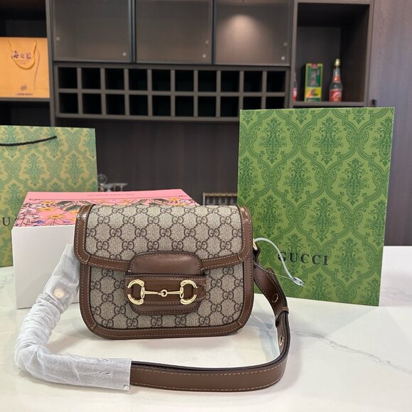 🍹Gucci Horsebit 1955 Brown Shoulder Bag - Picture 2 of 9